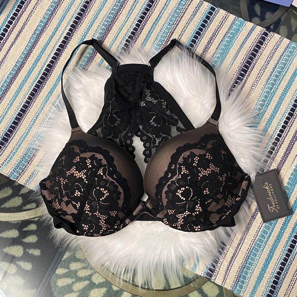 Frederick's of Hollywood Black heartthrob push up lace bra